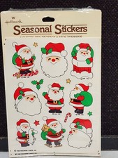 NEW Hallmark Vintage 1983 Stickers Holidays Christmas Santa Claus 4 SHEETS