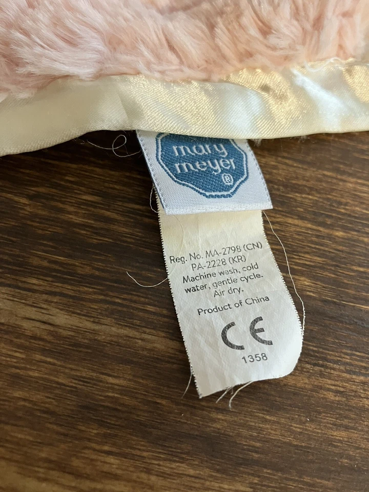 MARY MEYER Baby HTF Putty Duck Pink DUCK Security Lovey Blanket Satin Trim 12” - Image 3 of 4