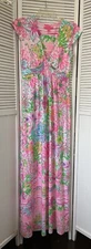 Lilly Pulitzer Womens S Breanna Maxi Dress Pink Multi Paradise Found V-Neck