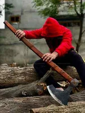 Hand Forged Steel Axe, Norse Battle Axe, Scandinavian Style Viking Axe, Two Hand