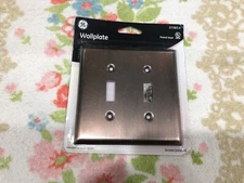 GE Wallplate Plated Steel Double Light Switch Cover