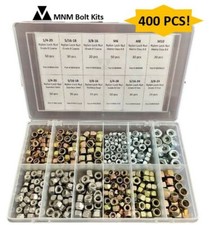 400pc Nylon Lock Nut Assortment Grade 8 Coarse, Fine, Metric 8.8 Stainless Steel