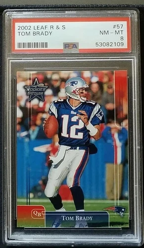Tom Brady 2002 Leaf Rookies & Stars Graded PSA 8 Patriots Hall of Fame