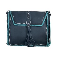 Delila Ring Tassel Leather Western Handbag Womens Festival Rodeo Purse Bag Black
