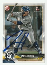 Jawuan Harris Signed 2018 Bowman Draft Card #BD-85 Auto San Diego Padres COA