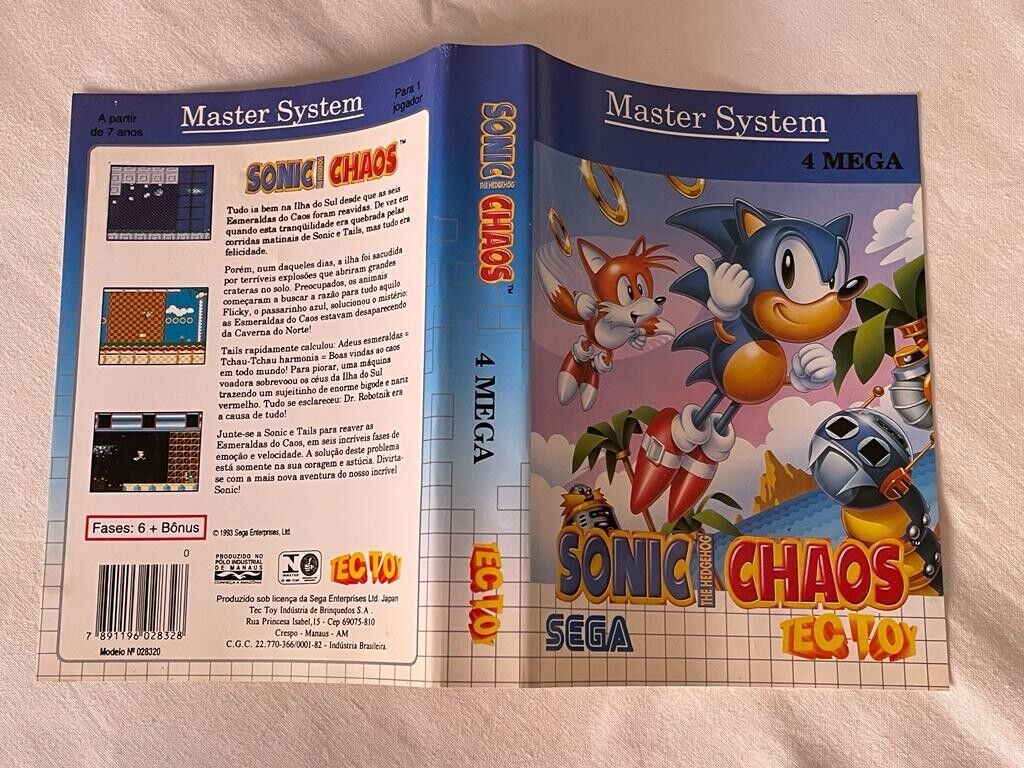 Sega Master System Tectoy : Sonic Caos Tectoy complete with all papers  poster