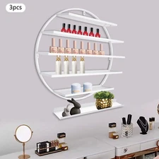 Wall Mounted Round Shape Nail Polish Storage Rack, Holder Display Stand for Nail