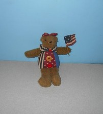 8" Russ Glory Bears Girl American Flag Bean Tush Shelf Sitting Plush Display