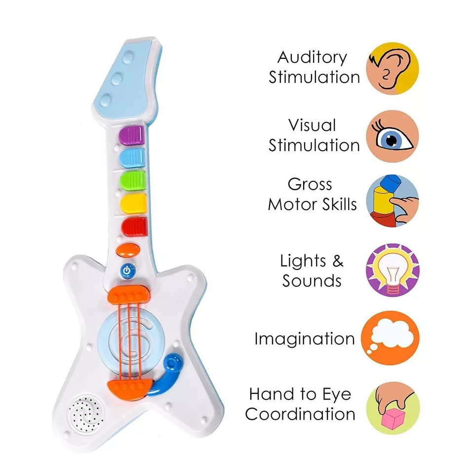 Kids Rock N Roll Light Up & Sound Guitar Toy Play Child Musical Instrument - Image 2 of 4