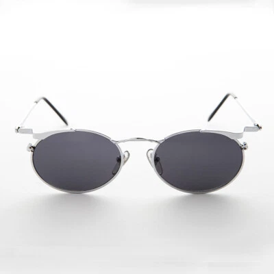Gafas de sol vintage ovaladas Punk Grunge Steampunk años 90 plateadas/grises lentes - Dieselgoth - Imagen 1 de 3