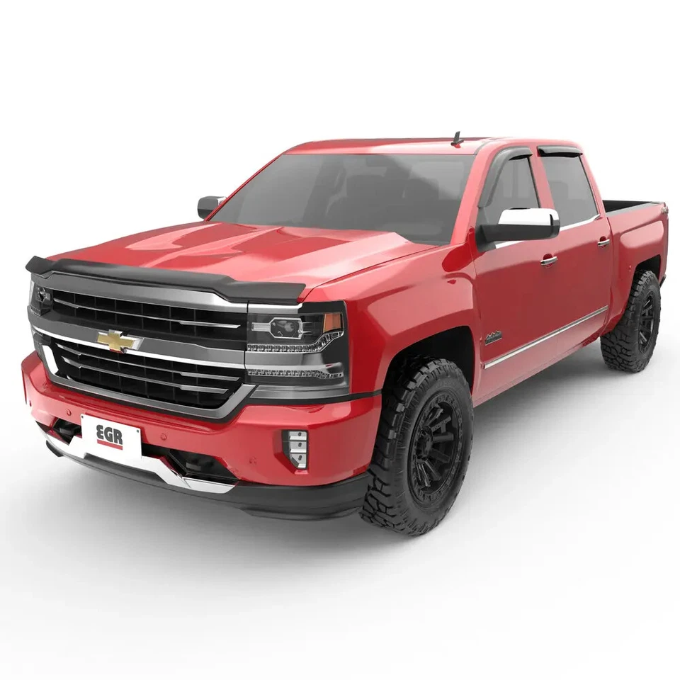 EGR 14-19 Silverado Sierra 1500 2500HD 3500HD Acabado Humo Cinta-on Viseras Ventana Foto 4 de 4