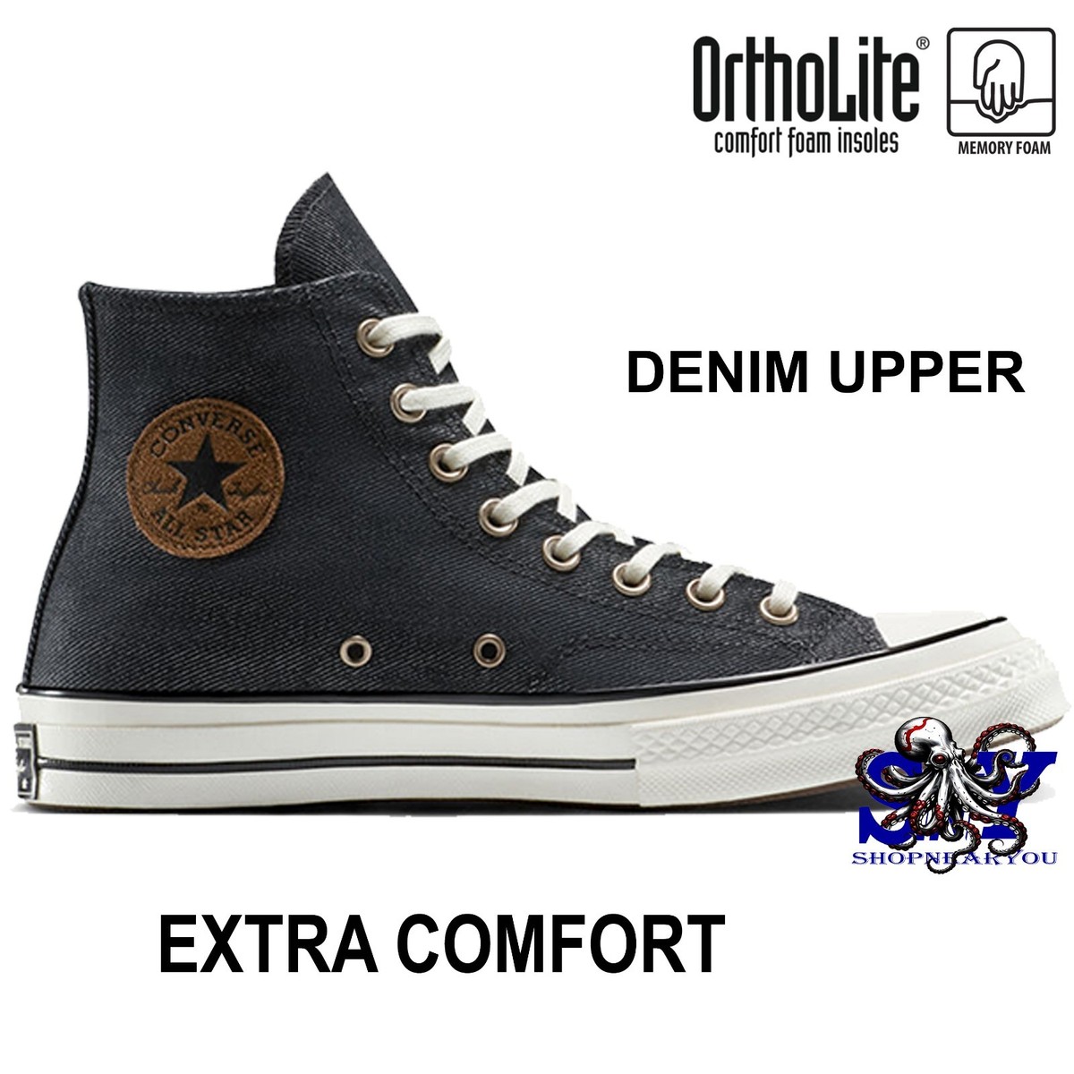 CONVERSE Men's Chuck 70 Denim Ortholite Insole Extra Comfort