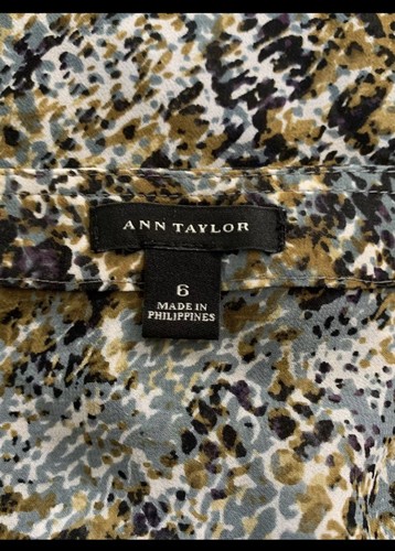 Ann Taylor Bluse Größe 6 Abstraktes Muster Langarm Knopfleiste - Bild 9 von 9