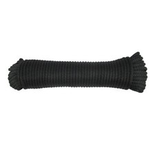 3/16 Inch Black Dacron Polyester Rope - 100 Foot Solid Braid - Indus