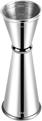 Briout Jigger for Bartending, Double Cocktail 1 oz x 2 oz, Silver 
