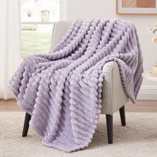 Fleece Throw Blanket for Couch or Bed - 3D Stripe Jacquard Decorative Blanket...