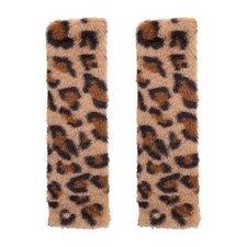 2pcs Cheetah Print Seat Belt Cover Pads Cute Plush Car Seat Straps Shoulder