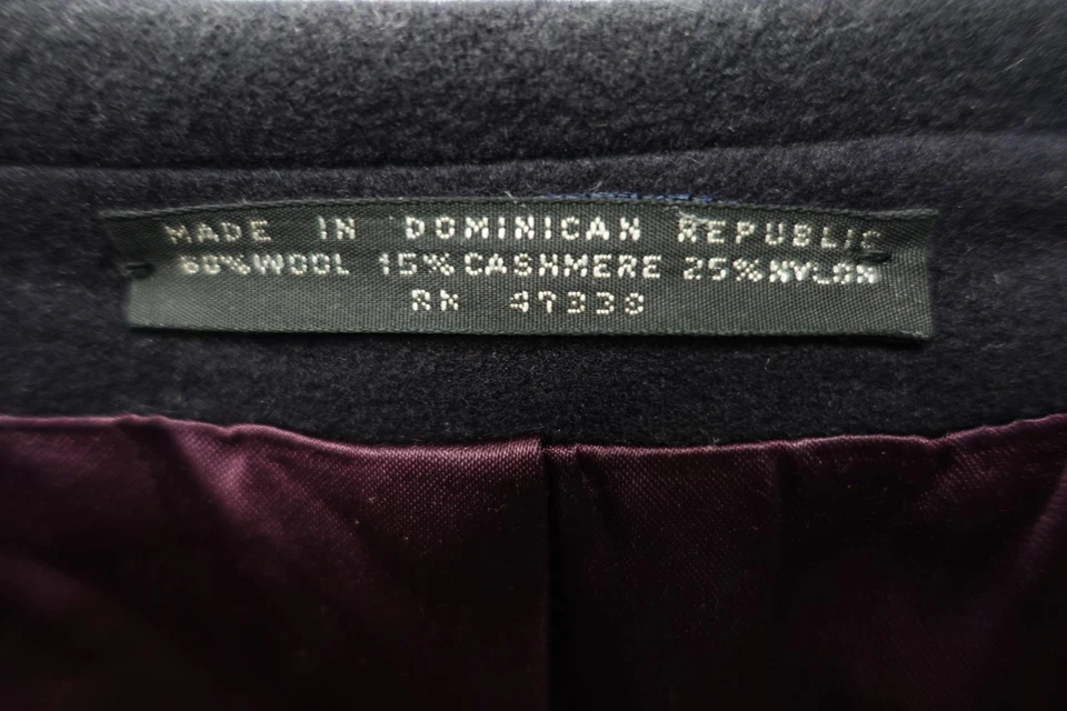 ВИНТАЖНЫЙ JONES НЬЮ-ЙОРК ТЕМНО-СИНИЙ МУЖСКОЙ 48R ШЕРСТИ КАШЕМИР СМЕСЬ ПАЛЬТО - Изображение 3 из 4