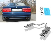 Edelstahl Sportauspuff BMW 8er E31 850i 850Ci 220kW je 2x90mm abgeschr�gt
