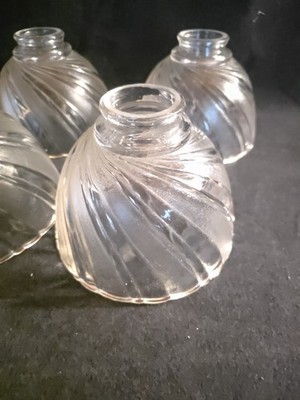 Four Vintage Swirl Design Light Shade Covers Thick Glass 6.25 Inch