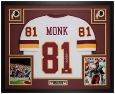 Art Monk Autographed & Framed White Washington Jersey Beckett Certified