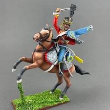 Painted French Hussar figurine 60 mm 1/30, Napoleonic tin miniature VID SOLDIERS