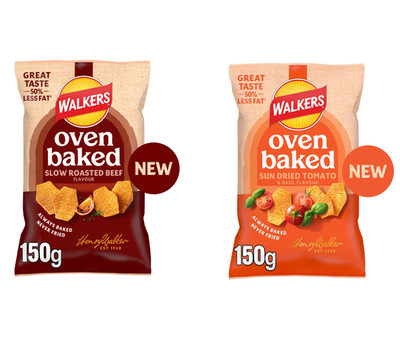 Walkers Oven Baked Slow Roasted Beef & Sun Dried Tomato Basil Crisps 150g 2 PACK