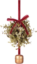 Mistletoe Ball Ornament 5" Jingle Bell Kissing Ball Holiday Hanging Decor