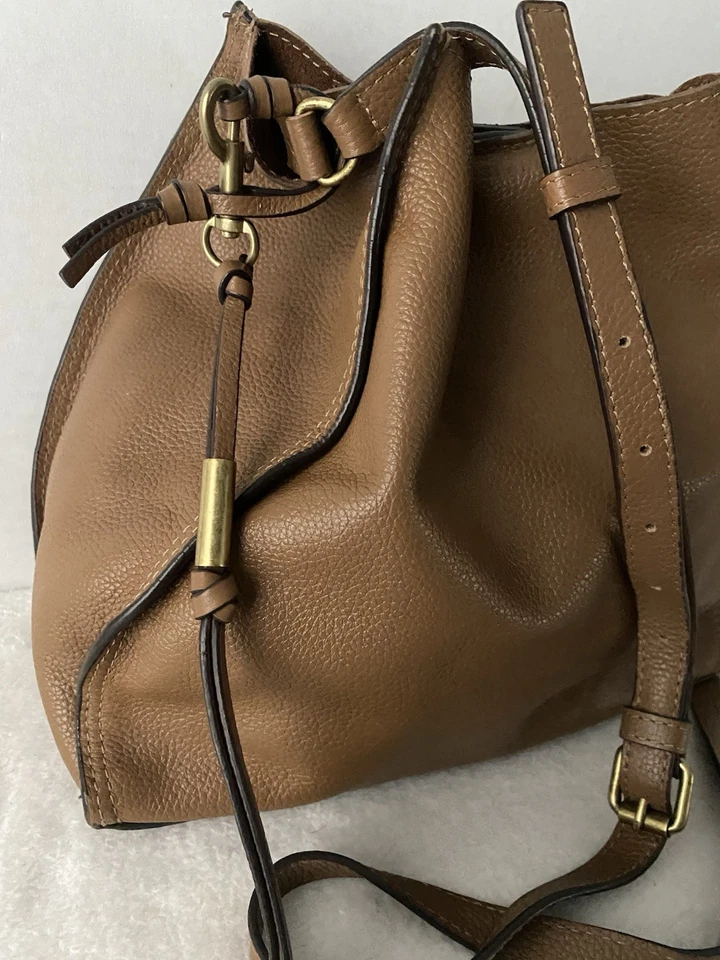 Bolso Bandolera de Cuero Lucky Brand Marrón Tostado Minimalista Y2k LEER Foto 3 de 4