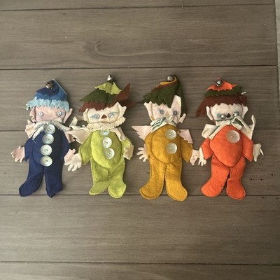 Vintage 1960 s Felt Pixie Elves Counting Figures 8 