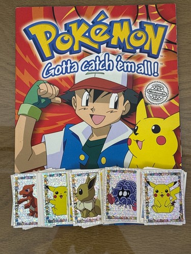 Pokemon topps sticker album and 140 sticker