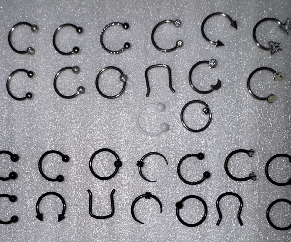 Piercing de retención de aro de acero quirúrgico anillo nariz tabique 30 piezas 14 g 16 g Foto 3 de 4