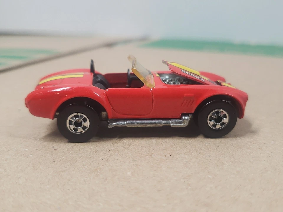 De colección 1982 Hot Wheels Rojo Clásico Cobra 427 Real Riders Gris Bujes Rayas T3 Foto 2 de 4