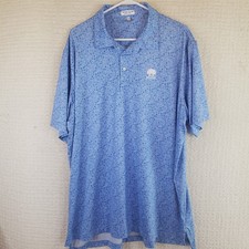 Peter Millar Summer Comfort Men's XXL Blue Cocktails Pattern Short Sleeve Polo