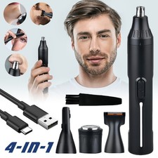 Nose  Ear Hair Trimmer, 4 in 1 USB Rechargeable Painless Trimmer for Men Women