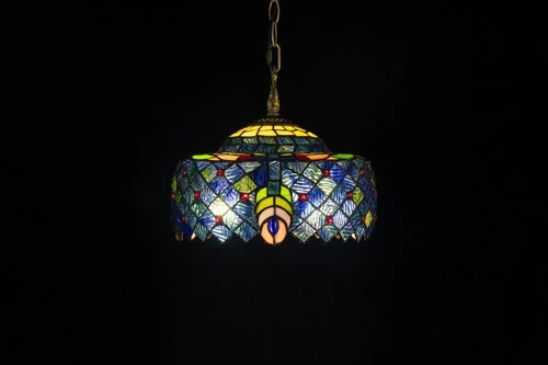 Vintage Peacock Stained Glass Lamp