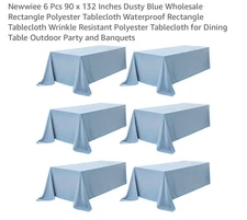 6 pcs 90x132 RECTANGLE POLYESTER TABLECLOTHS Wedding Party Reception WHOLESALE