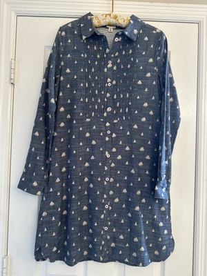 Hatley Sailboat Chambray Tunic Dress Women s Sz SPNautical Preppy Coastal NWOT