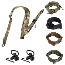 2 Points Rifle Sling Adjustable Length for Rifle w/ QD Sling Swivels Mount -Camo