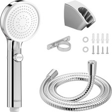 Shower Head with Hose, High Pressure Shower Head with Handheld OnChrome/White