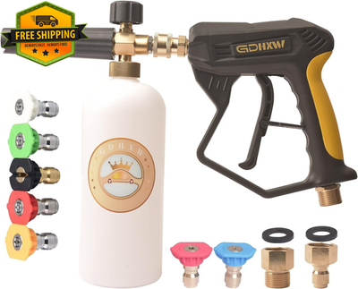 #ad High Pressure Washer Spray Wand with Foam Cannon and 7 Nozzles Car Wash Kit $61.49