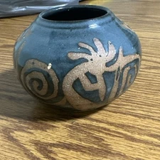 LAKE Art Pottery Kokopelli Blue Kachina Native American Look