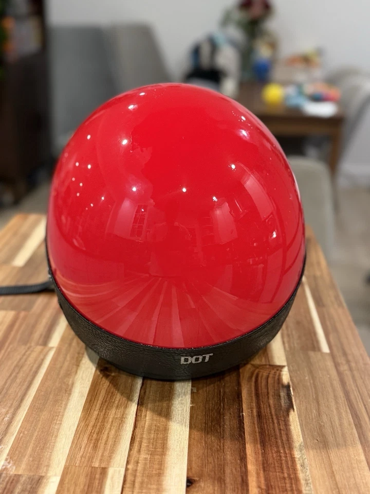 Casco Vintage Original Vespa Demi Jet Vespa Italia Rojo Negro, Talla XL, con Visera Foto 3 de 4