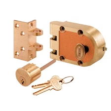 Bronze Deadlock, 666A, Single Cylinder, Angle Strike, Brass, Deadbolt
