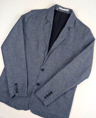 Criquet Denim Chambray Blazer Mens Large Blue Sport Coat Cotton Preppy
