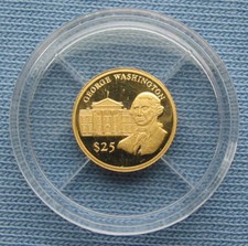 2000 American Mint Liberia $25 George Washington 0.73g .999 Gold Coin 3834.25 per troy oz