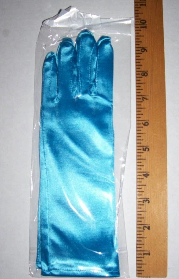 Niñas Azul Guantes de Vestir Princesa Elsa Frozen Tea Party Niño 9.5" de Largo Foto 2 de 2