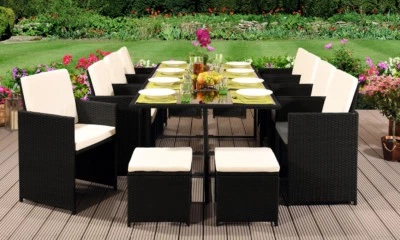 CLOUD NINE FURNITURE 13PC RATTAN GARDEN FURNITURE CUBE SET CHAIRS SOFA TABLE OUTDOOR PATIO