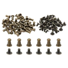 Leather Rivets 4mm 50 Sets Bronze Round Button Head Studs Chicago Screws