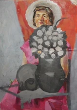 Woman portrait vintage oil painting